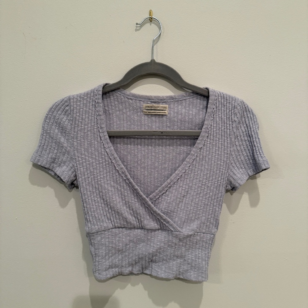 Urban Outfitters Light Blue Ribbed Crop Top